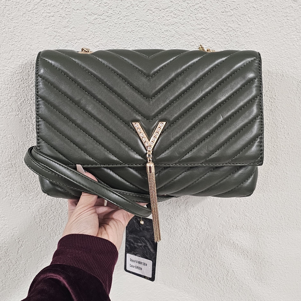 Green Quilted Shoulder Bag